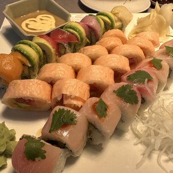Ahi Asian Bistro - Rainbow Roll Alexander Roll ceviche roll - Sushi Bars Near Me - Tampa, Florida