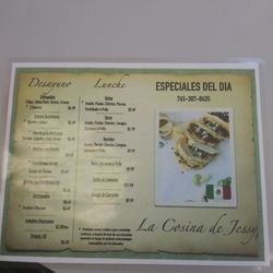 Jesse's Kitchen - Spanish Menu