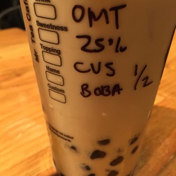 Mr Tea Cafe - Oolong Milk tea, 25% sweet, 1/2 custard 1/2 boba - Bubble Tea Near Me - Honolulu, Hawaii Mr Tea Cafe - Oolong Milk tea, 25% sweet, 1/2 custard 1/2 boba - Bubble Tea Near Me - Honolulu, Hawaii