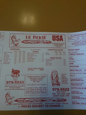 Menu photo 6 Lil' Pickle USA Costa Mesa, CA