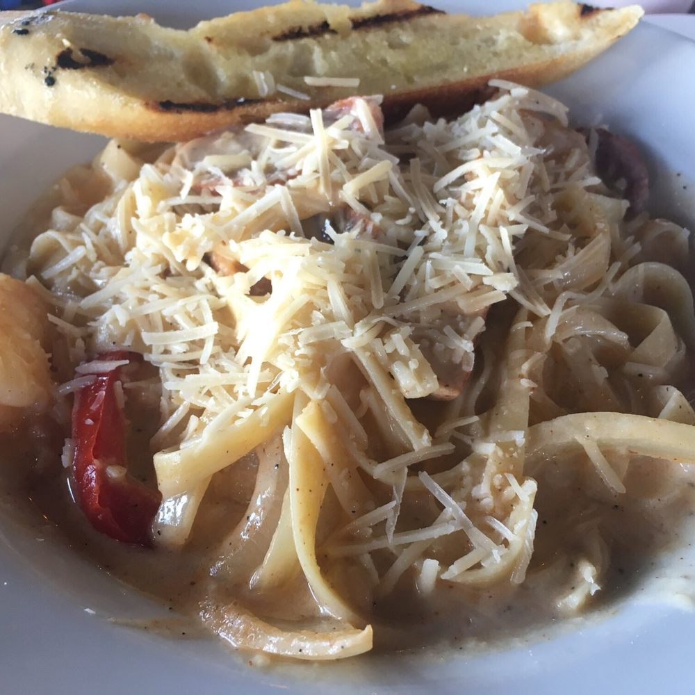 Havana's - French Quarter pasta--that skinny piece of garlic bread was soooo delicious. - Seafood Near Me - Carolina Beach, North Carolina