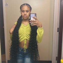 Stamped Salon And Spa - Two braids into curly ponytails