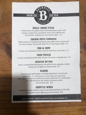Menu photo 2 Brownie's Lounge Sacramento, CA Menu photo 2 Brownie's Lounge Sacramento, CA