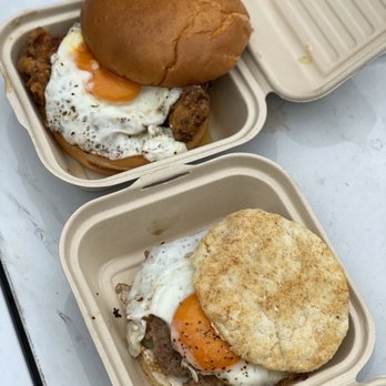 Brooklyn Breakfast Shop - two takeout containers with a sandwich and an egg - Breakfast & Brunch Near Me - Austin, Texas Brooklyn Breakfast Shop - two takeout containers with a sandwich and an egg - Breakfast & Brunch Near Me - Austin, Texas