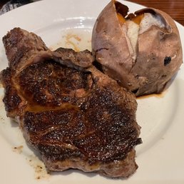 Medium rare ribeye steak with a sweet potato- yum!