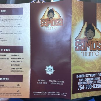 Samosa Mama - Menu (back) - Indian Near Me - Fort Lauderdale, Florida