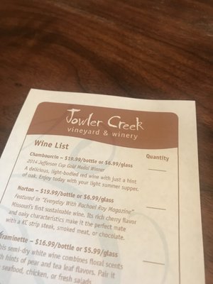 Menu photo 3 Jowler Creek Vineyard & Winery Platte City, MO