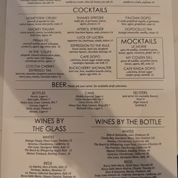 Drink and dessert menu Drink and dessert menu