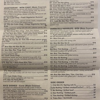 Little Saigon Restaurant - Mew menu - Vietnamese Near Me - Falls Church, Virginia