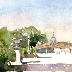 Sketching Rome Tours - sketch of Pincio park by your tour leader Kelly and where we love to  sketch together on the tours