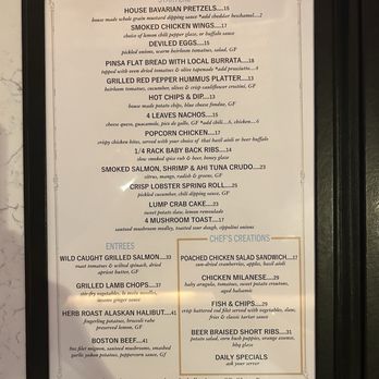 Four Leaves - Menu - Fish & Chips Near Me - Park Ridge, New Jersey