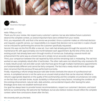Blooming Nails and Spa - Business Manager's Response - Nail Salons Near Me - San Diego, California