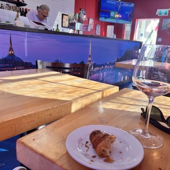 Vogue Cafe - Delicious chef homemade croissant with France Rose wine on a summer sunny almost evening in Steveston Village, Bc Canada - Cafes Near Me - Richmond, British Columbia Vogue Cafe - Delicious chef homemade croissant with France Rose wine on a summer sunny almost evening in Steveston Village, Bc Canada - Cafes Near Me - Richmond, British Columbia