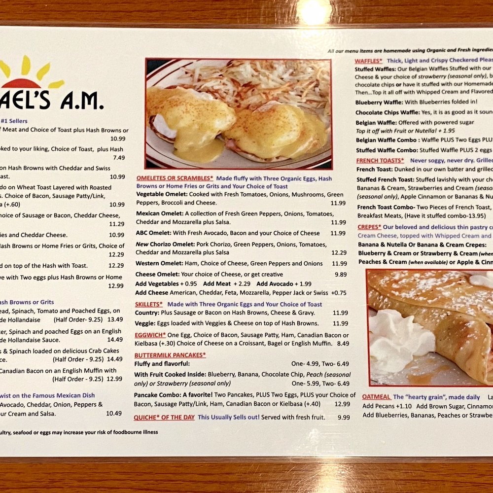Michael's AM - a menu for a restaurant - Breakfast & Brunch Near Me - Akron, Ohio