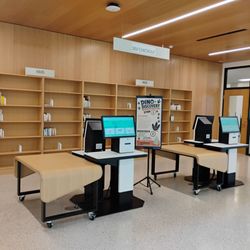 Mary Cheney Library - Self checkout and Holds station