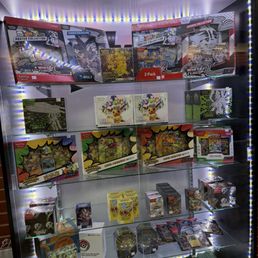 Pokémon display case full of sealed product Pokémon display case full of sealed product