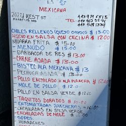 Antojitos La Mexicana - Menu with prices 8/2023