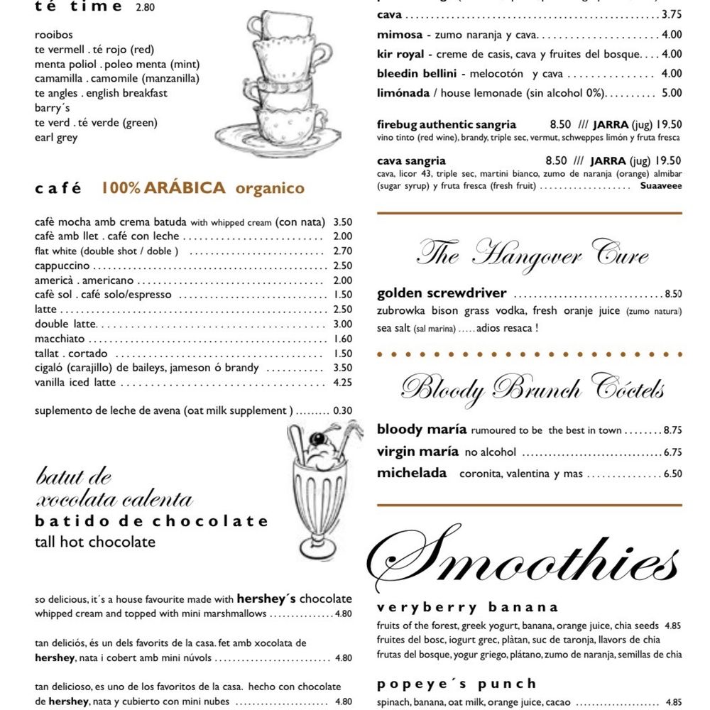 Firebug - Brunch menu - Tapas Bars Near Me - Barcelona, B Firebug - Brunch menu - Tapas Bars Near Me - Barcelona, B