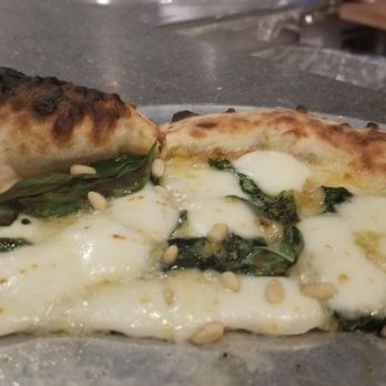 Macoletta - Bianca Pizza with pine nuts, basil and roasted garlic yummm - Italian Near Me - Astoria, New York