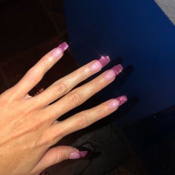 Nail Kingdom - Powder Pink Glitter done by LEI - Nail Salons Near Me - Wesley Chapel, Florida