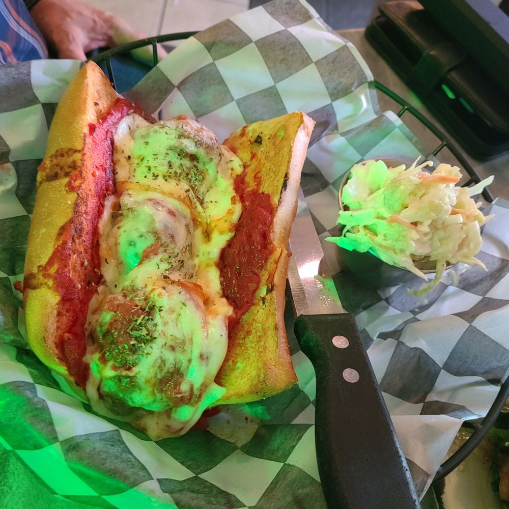 Union Pier Social - Meatball Grinder - Hubby loved it! Yummy slaw as well. - Desserts Near Me - Union Pier, Michigan