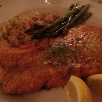 The Island Inn - Lousy photo of an immense serving of haddock with asparagus and quinoa. - Hotels Near Me - Monhegan, Maine
