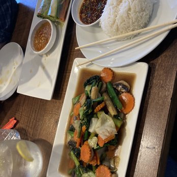 Cafe Khao Neow Sticky Rice - There's Chinese broccoli, shiitake's, and asparagus in there. Yes! - Laotian Near Me - Wasilla, Alaska Cafe Khao Neow Sticky Rice - There's Chinese broccoli, shiitake's, and asparagus in there. Yes! - Laotian Near Me - Wasilla, Alaska