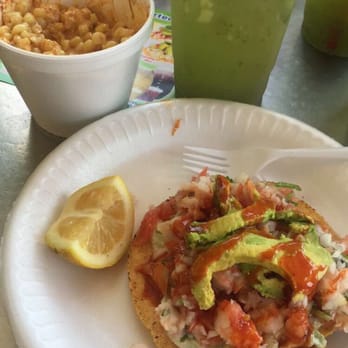 Jugos Azteca - Shrimp tostada , cucumber drink (really good nd refreshing) - Juice Bars & Smoothies Near Me - Los Angeles, California Jugos Azteca - Shrimp tostada , cucumber drink (really good nd refreshing) - Juice Bars & Smoothies Near Me - Los Angeles, California