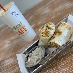 Buffalo Chicken wrap with apple kale slaw