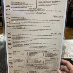 Smith Creek Tavern - Menu August 2024