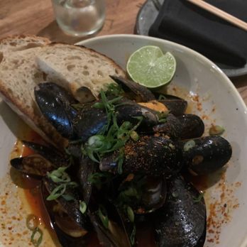 Kyu - Mussels, toasted in garlic, chili & lime - Asian Fusion Near Me - Miami, Florida Kyu - Mussels, toasted in garlic, chili & lime - Asian Fusion Near Me - Miami, Florida