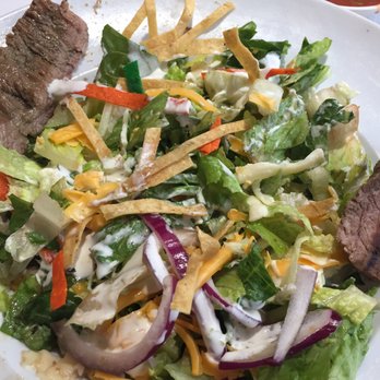 Mar-Cosina - Here is my fajita salad. I had to ask for dressing.  They did not even ask if I wanted dressing. - Tex-Mex Near Me - Westlake, Texas
