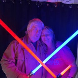The Galaxy Connection - Posing with lightsabers