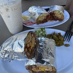 BREAKFAST BURRITO (Front) & WHITTIER BURRITO (Back) Horchata BREAKFAST BURRITO (Front) & WHITTIER BURRITO (Back) Horchata