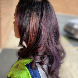 The Oasis Natural Hair Salon - Stylist: Latoya 
-Partial Highlights with Vibrant Colors
