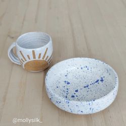 Hands in Clay - Beautiful wheel thrown cup made with Speckled Buff Clay & B-Mix bowl