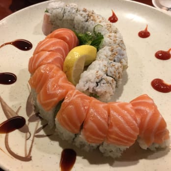 Gen Kai Sushi - Cindy's Sunset Roll w/Salmon of course! ... and Yellowtail Roll. - Japanese Near Me - Dana Point, California Gen Kai Sushi - Cindy's Sunset Roll w/Salmon of course! ... and Yellowtail Roll. - Japanese Near Me - Dana Point, California