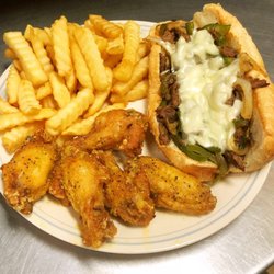 Wow Wings - Philly cheese steak with 5 pcs lemon pepper wings.