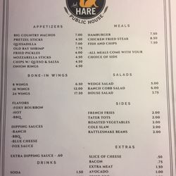The Fox & Hare Public House - Lunch and Dinner menu