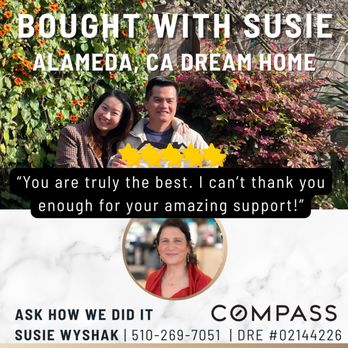 Susie Wyshak - Compass - For Google Apple Meta and AI company employees, Alameda is a great commute location with beautiful weather and a small town community. - Real Estate Agents Near Me - Berkeley, California Susie Wyshak - Compass - For Google Apple Meta and AI company employees, Alameda is a great commute location with beautiful weather and a small town community. - Real Estate Agents Near Me - Berkeley, California