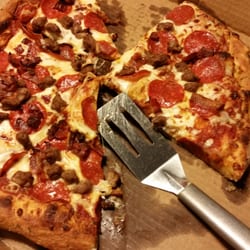 Domino's Pizza - Pepperoni, beef, bacon hand-tossed.... large for 7.99 from M-T. Yum.