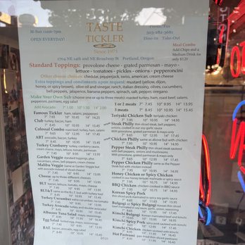 Taste Tickler - Updated menu as of November 22 - Sandwiches Near Me - Portland, Oregon Taste Tickler - Updated menu as of November 22 - Sandwiches Near Me - Portland, Oregon