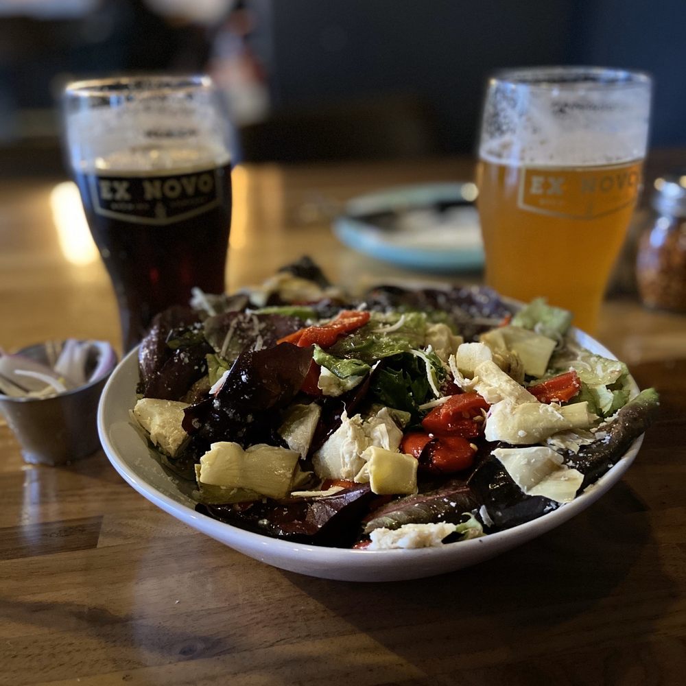 Lazy Days Brewing - plate of salad and a pint of beer - Breweries Near Me - Beaverton, Oregon Lazy Days Brewing - plate of salad and a pint of beer - Breweries Near Me - Beaverton, Oregon