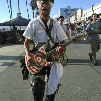 Venice Beach Boardwalk - The famous Harry Perry, guitarist & inline skater. Long time denizen of Venice Beach Boardwalk. - Beaches Near Me - Venice, California