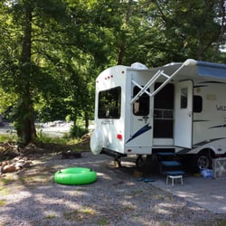 Jonesborough / Cherokee NF KOA - Our site is on the river.  Nice campground.  Sites are shaded along Nolichucky river.
