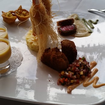 Chef Chai - Pupu's plate. Goat cheese wontons, Ahi katsu, prawns, butternut squash and lobster bisque shooter and the Alaskan King cake. - Asian Fusion Near Me - Honolulu, Hawaii
