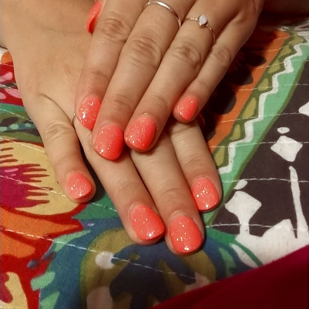 Peache Nails and Spa - I picked this cool coral color, but Tom suggested the beautiful glitter top coat! Looove every experience here. - Nail Salons Near Me - Marietta, Georgia Peache Nails and Spa - I picked this cool coral color, but Tom suggested the beautiful glitter top coat! Looove every experience here. - Nail Salons Near Me - Marietta, Georgia