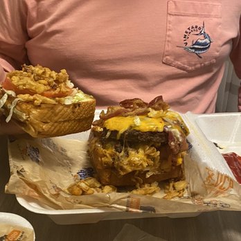 River City Cafe - Assembling of the OMG Burger! - American Near Me - Myrtle Beach, South Carolina River City Cafe - Assembling of the OMG Burger! - American Near Me - Myrtle Beach, South Carolina