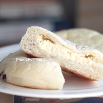 Tous Les Jours - Inside of Cranberry Cream Cheese Bread ($3.75) - filling is cream cheese, cranberry seems to only be in the bread - Bakeries Near Me - Ann Arbor, Michigan
