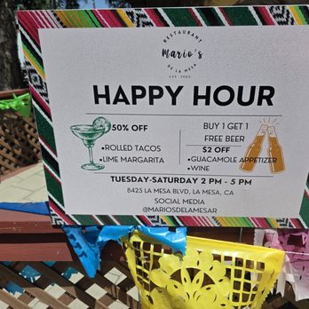 Mario's De La Mesa Restaurant - Happy Hour! - Mexican Near Me - La Mesa, California